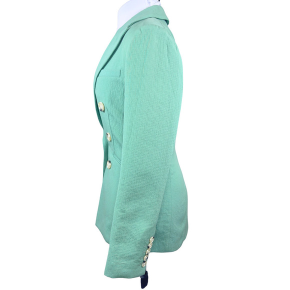 Veronica Beard Blazer Agate Green Emsley Cotton Linen Double Breasted Jacket US6 - Picture 5 of 11